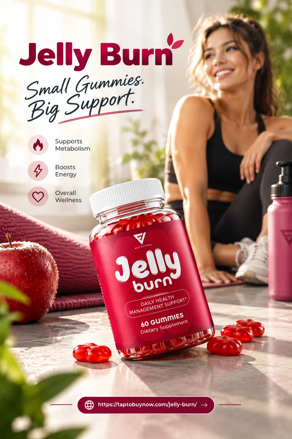 Jelly Burn review product image with bottle and apples